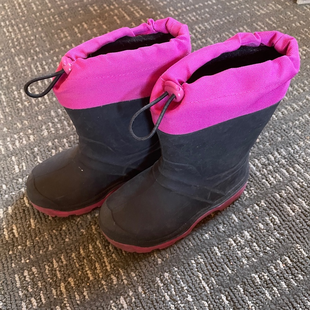 Kids Pink and Black Insulated Winter Boots